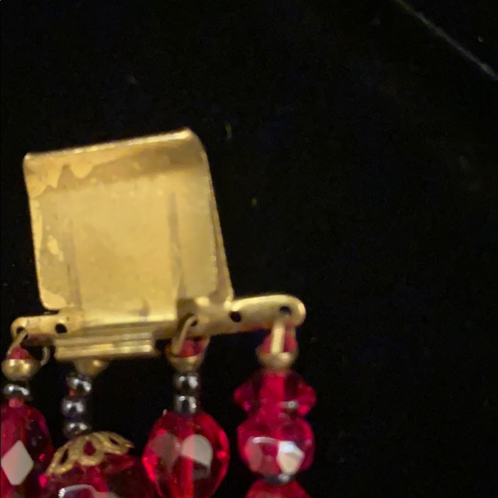 Red & cranberry/gray crystal/beads Aurora Borealis art glass bracelet - Picture 4 of 6